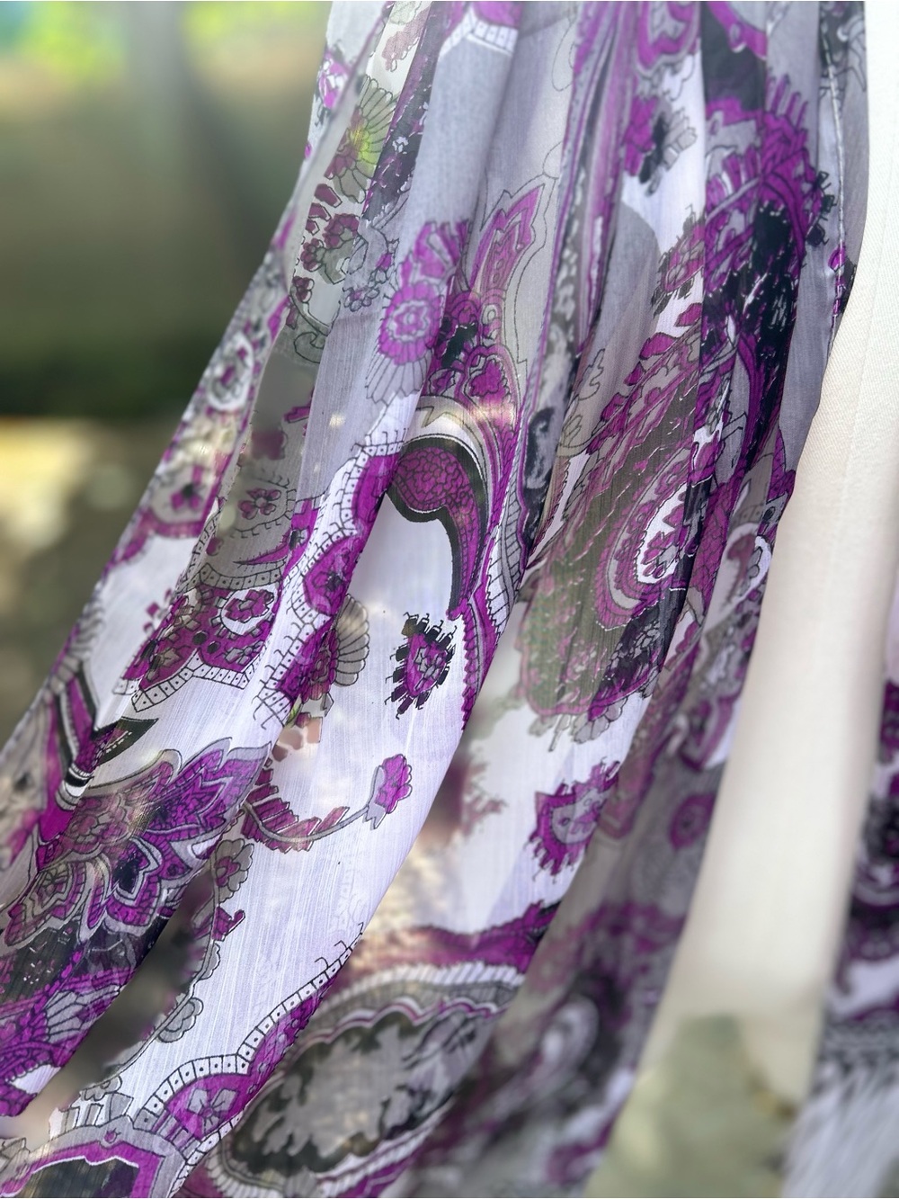 Lightweight Purple Paisley Women's Scarf - Picture 3 of 4
